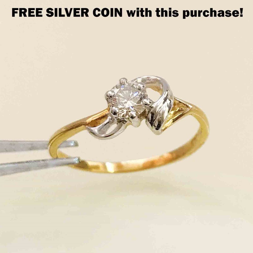 Solitaire 0.29 Ct White Round Cut I Diamonds 18 Kt Real Solid Yellow Gold Ring