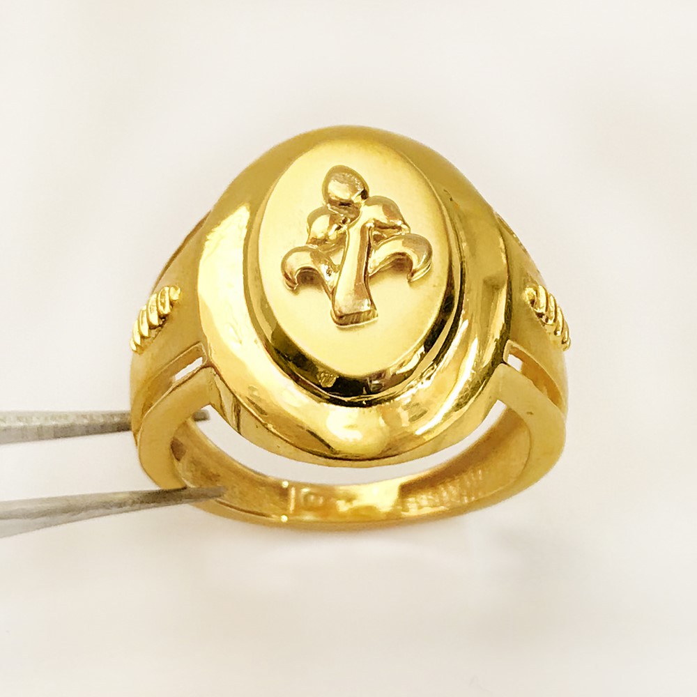 18 Kt Hallmark Fine Real Solid Yellow Gold Signet Men'S Ring Size 7-12