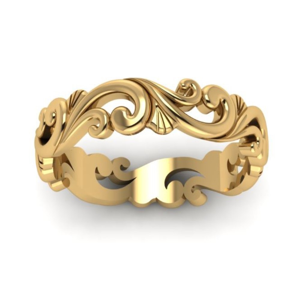 18 Kt   Yellow Gold Engagement Ring Wide 5 mm Wedding Band Size 6-9