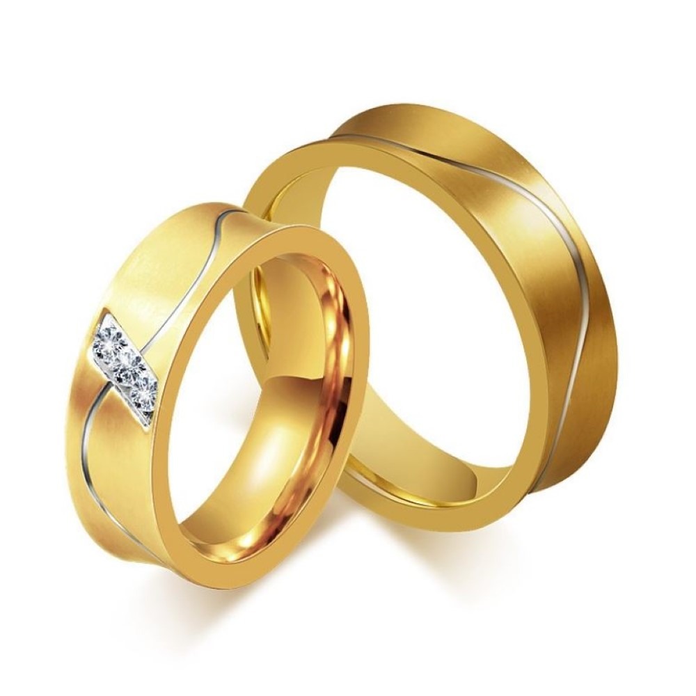 18 Kt   Yellow Gold CZ His & Her Wedding Couple Frost Band Rings 2 Pcs