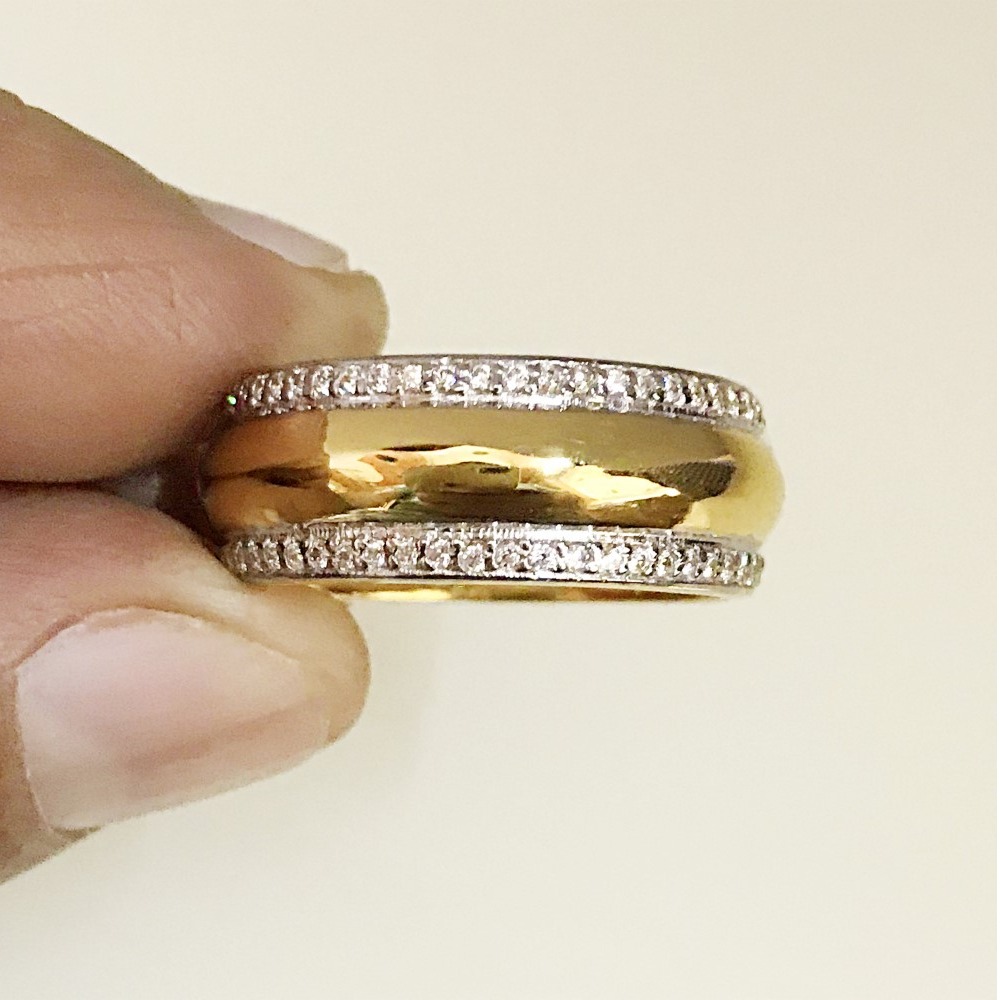 14 Kt Real Solid Yellow Gold CZ Engagement Band Finger Ring Size 6-11