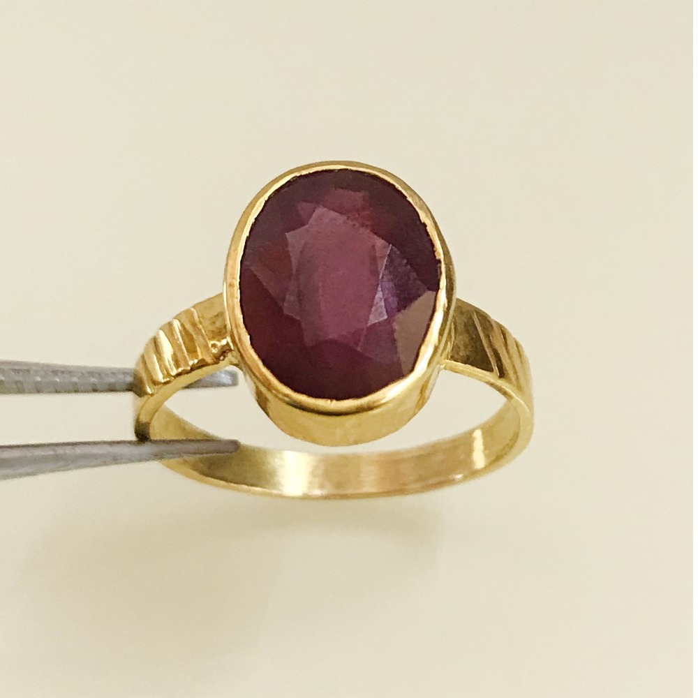 18 Kt  Yellow Gold Natural Clear Genuine Ruby Gemstone Ring Size 6-10