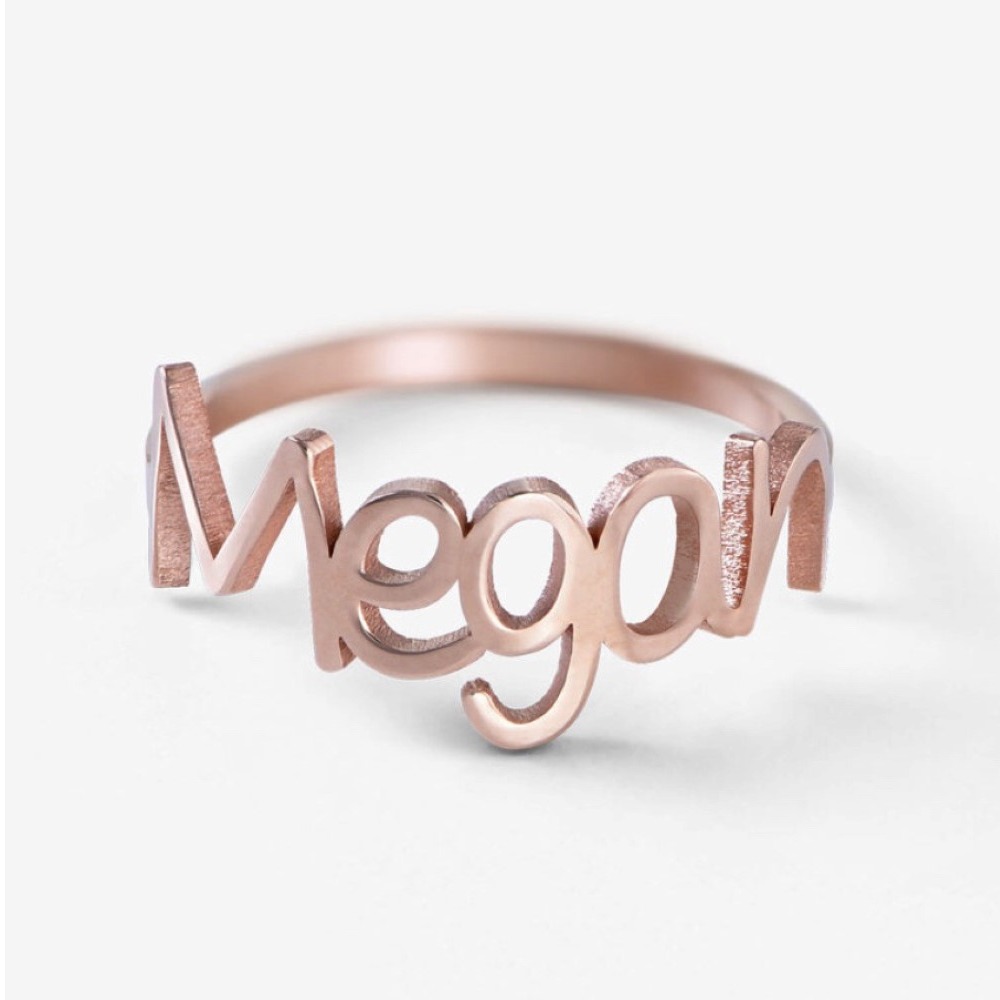 14 Kt  Solid Rose Gold Personalized Custom Named Wedding Ring Size 5-9