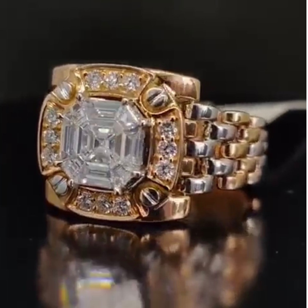18 Kt  Yellow & White Gold Size 8,9,9.5,10,11 CZ Engagement Men's Ring