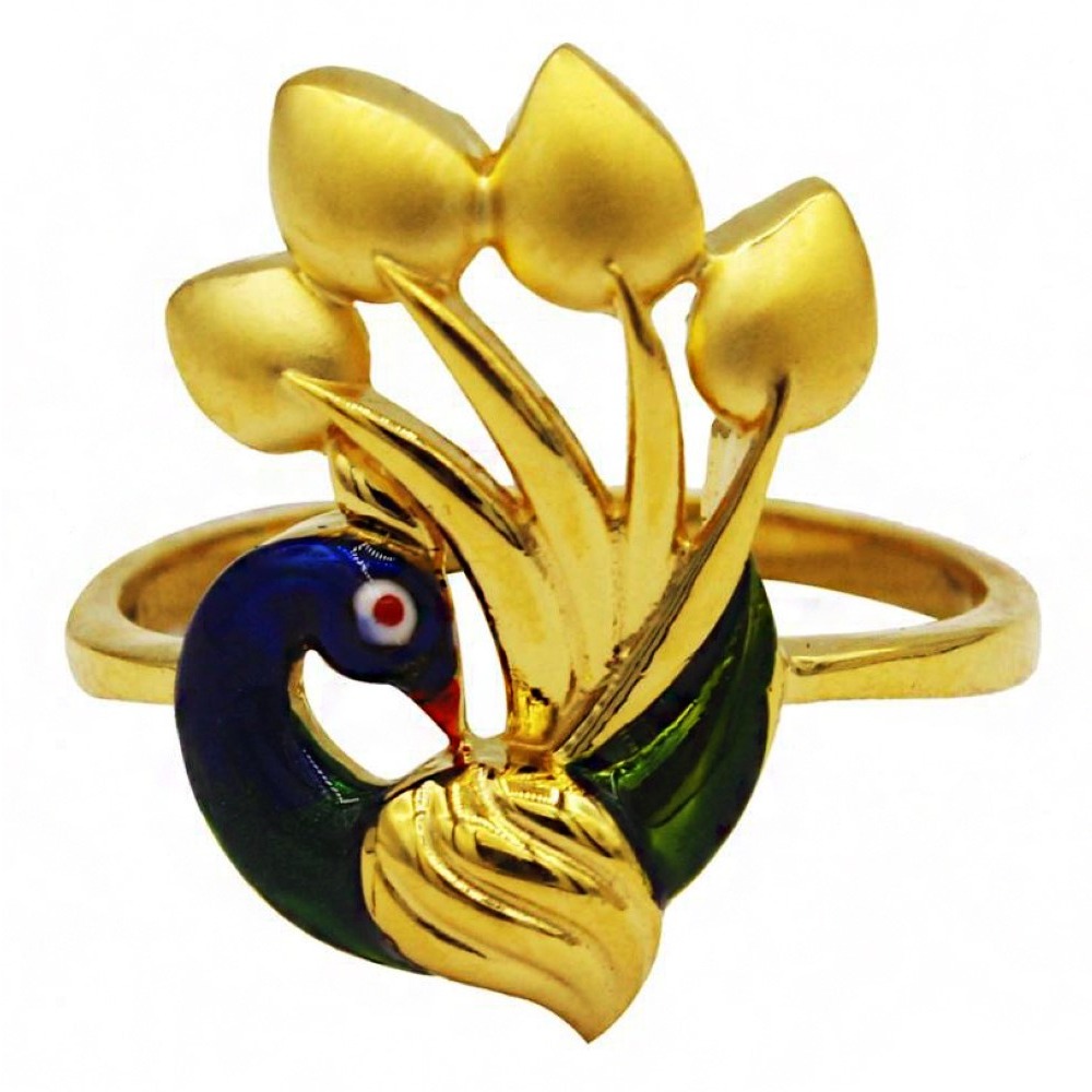 Fine Jewelry 22 Kt  Yellow Gold Women'S Peacock Finger Ring Size 5,6,7