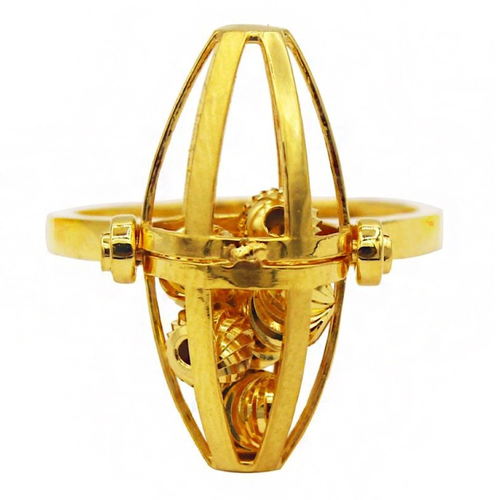 Fine Jewelry Moving Balls 22 Kt   Yellow Gold Women'S Ring Size 6,7,8