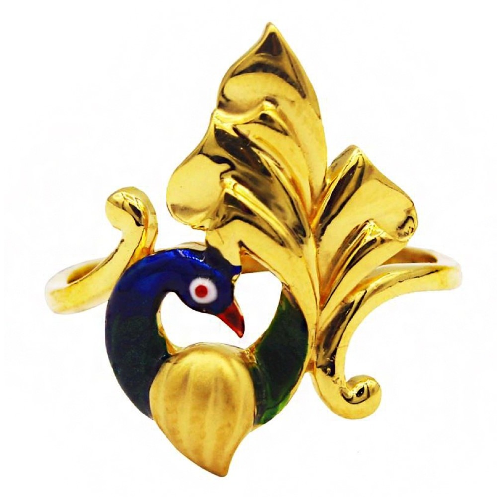 Fine Jewelry 22 Kt  Yellow Gold Women'S Peacock Finger Ring Size 5,6,7