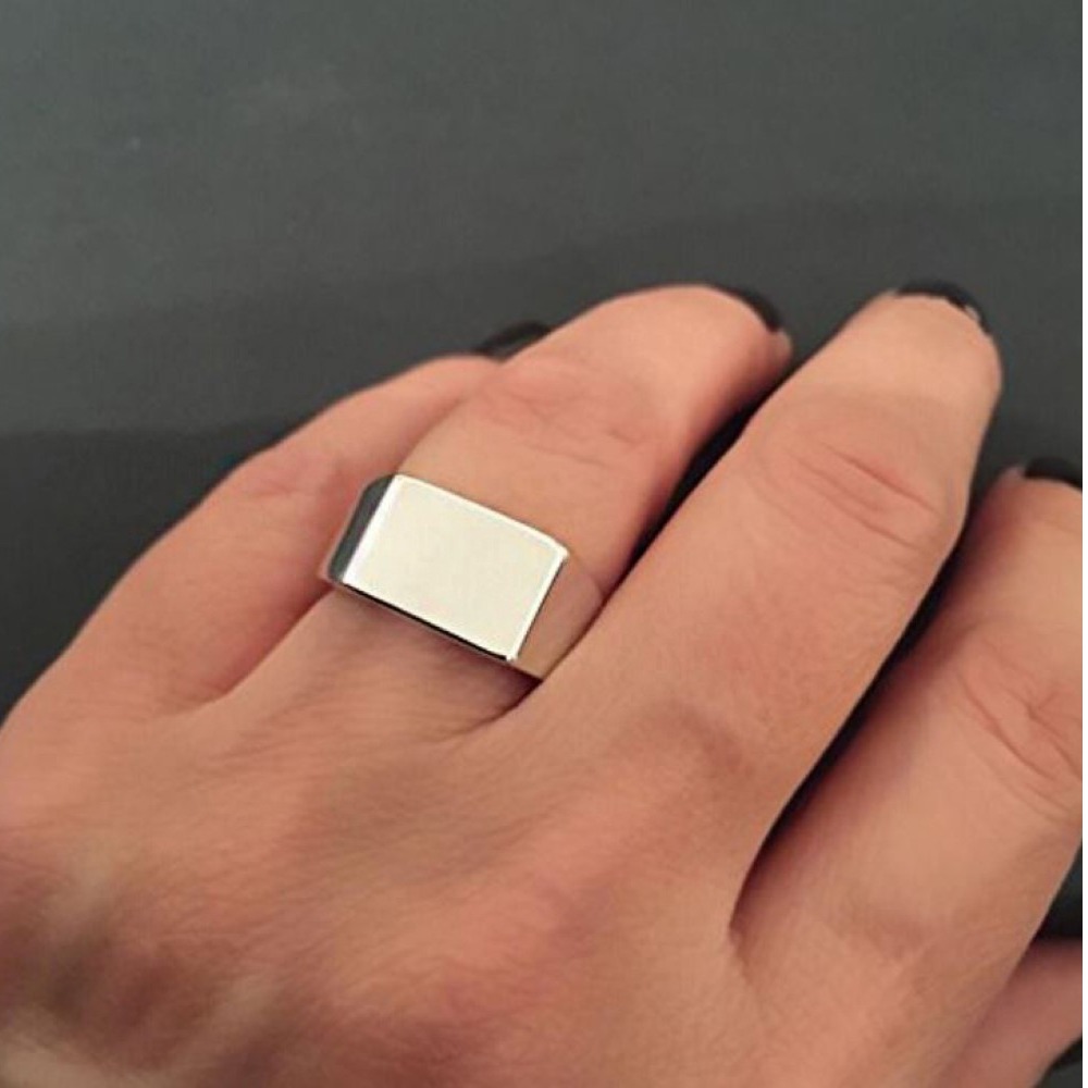 Fine Jewelry 14 Kt Hallmark  Solid White Gold Signet Ring Size 6-10