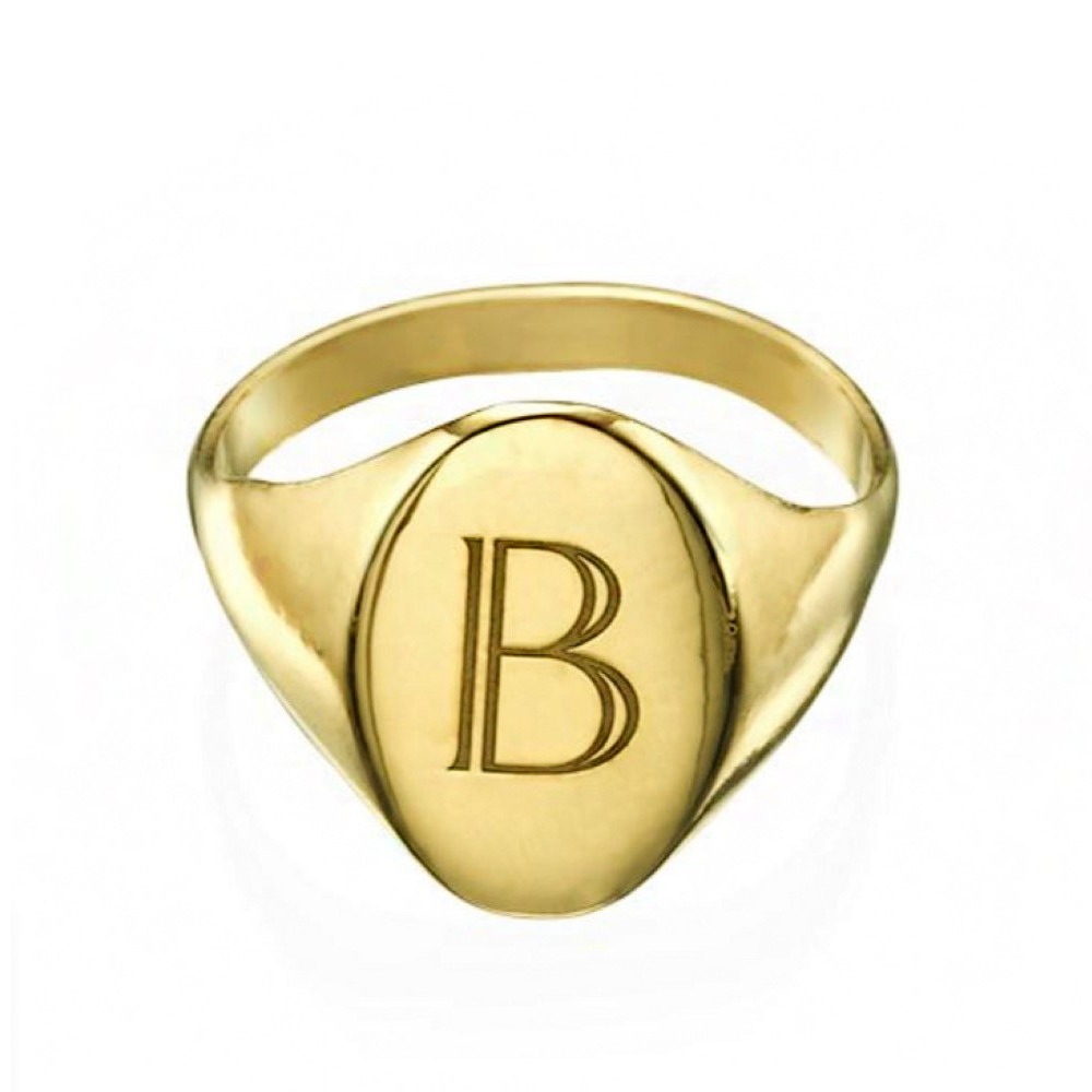 18 Kt Hallmark Real Solid Yellow Gold Initial Letter B Ring Size 5-11