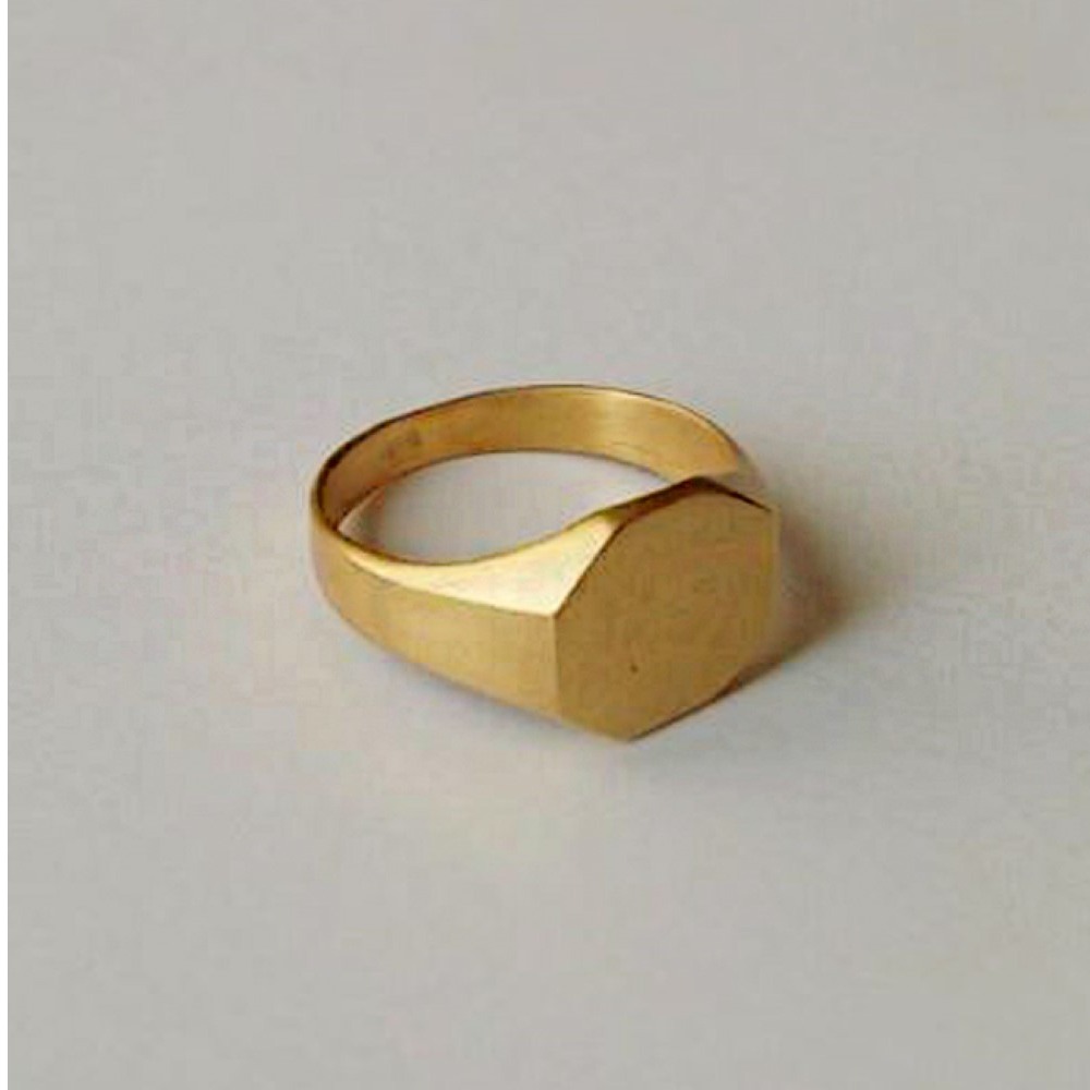 22 Kt Hallmark  Solid Yellow Gold Octagon Signet Unisex Ring Size 6-10