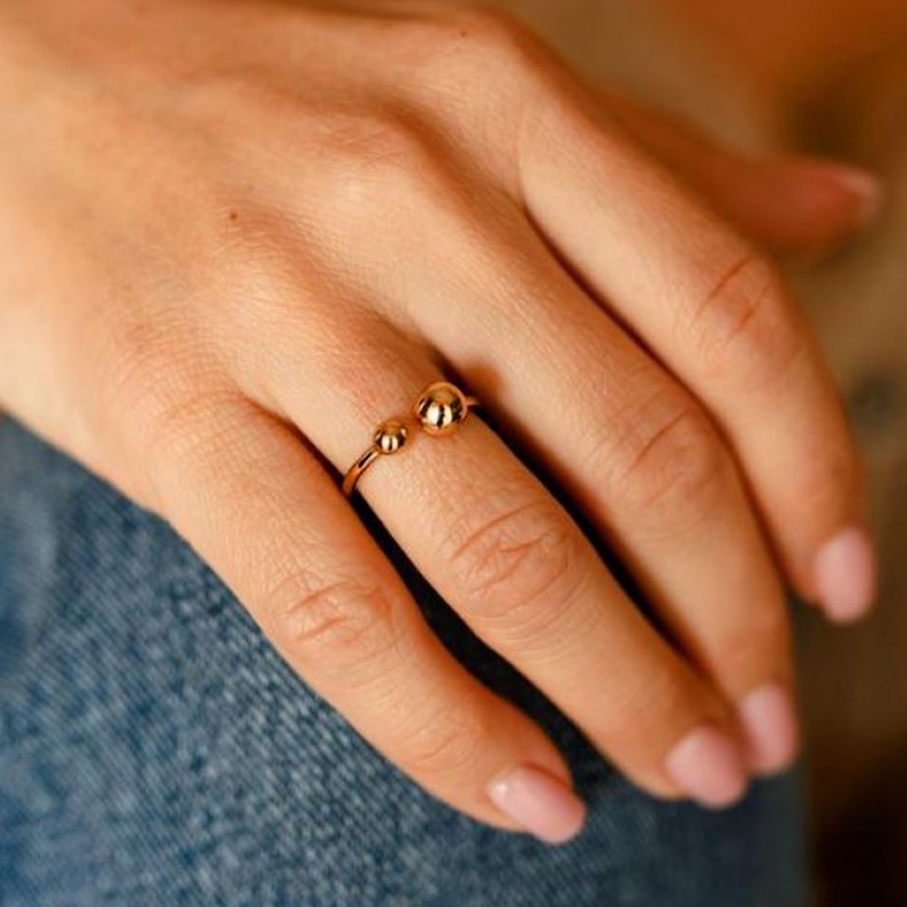 22 Kt Hallmark Real Solid Yellow Gold Open Ball Phalanx Ring Size 5-10
