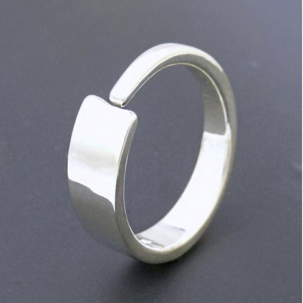 14 Kt Hallmark Real Solid White Gold Enso Ring Wedding Band Size 6-11
