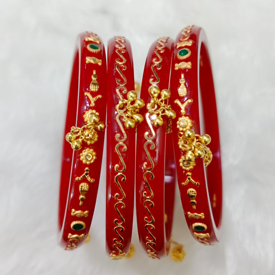 fancy tikki latkan gold plastic chudi