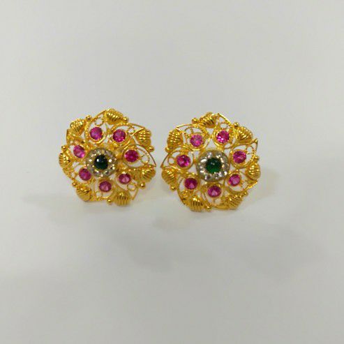 18k Gold Tops Earrings