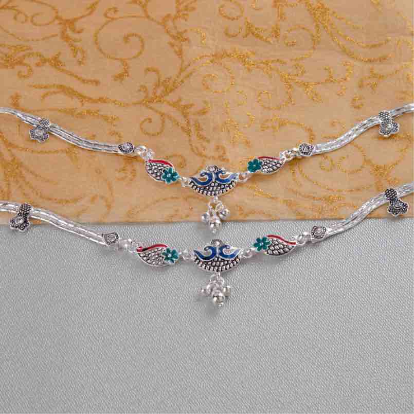 Silver Peacock Design Payal