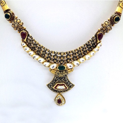 916 Gold Antique Wedding Necklace Set CMJ-N003