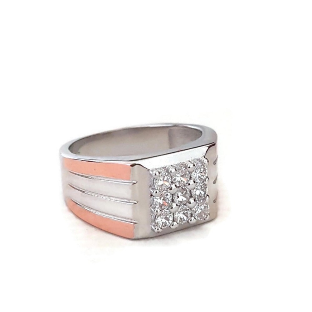 Men's 92.5 Silver Diamond Ring, Wedding Engagement Ring, Men 92.5 SILVER Diamond Ring, Gift For Husband, Mens Rose Gold plated Ring