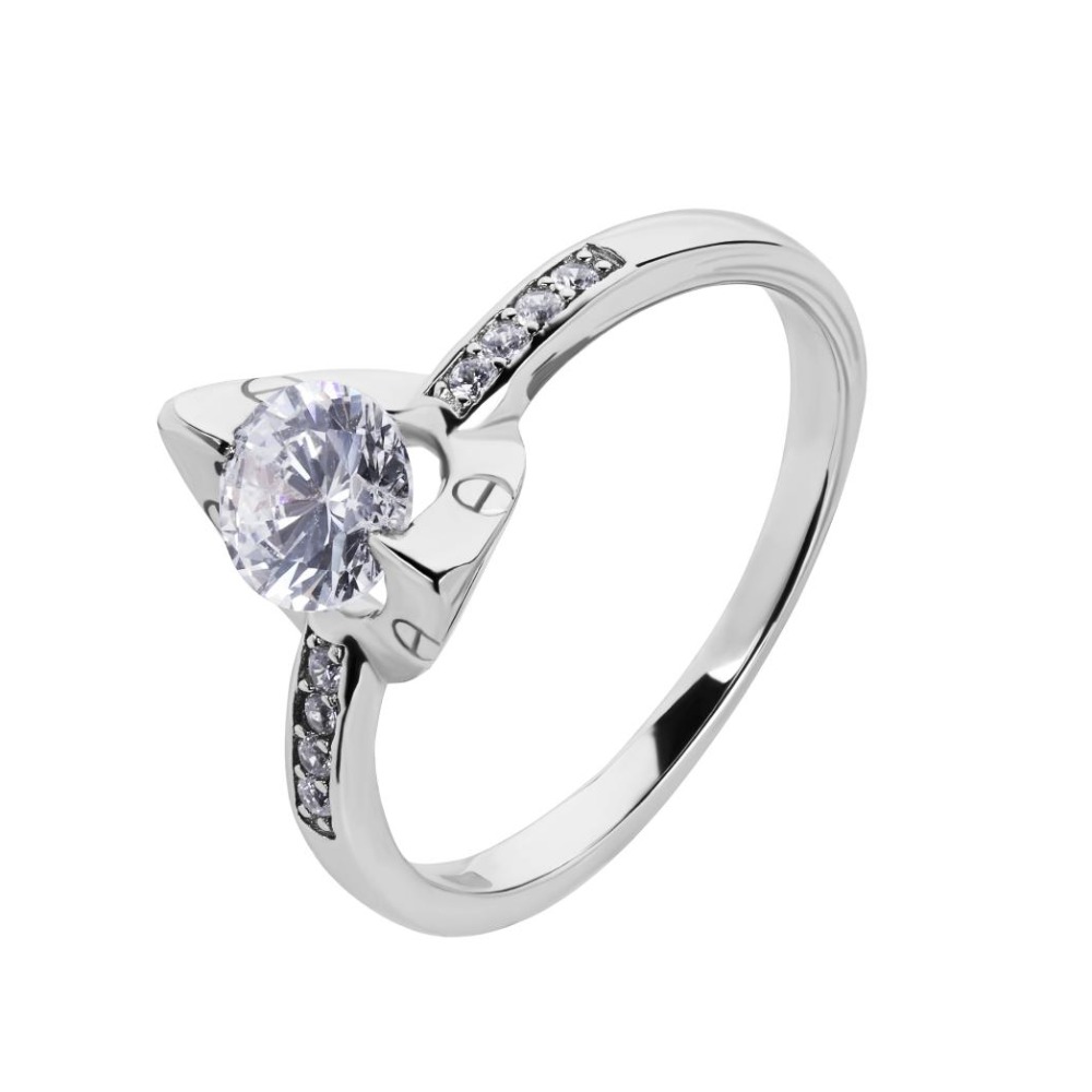 YamunaJi Ring Silver Diamond Cut Zirconia Solitaire Ring for Women & Girls