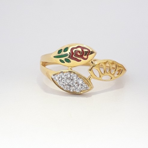 916 cz gold fancy ladies ring