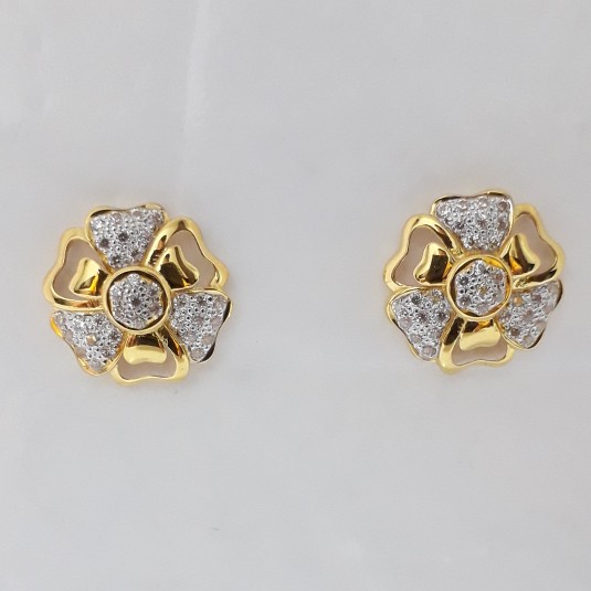 916 Cz gold  round earrings