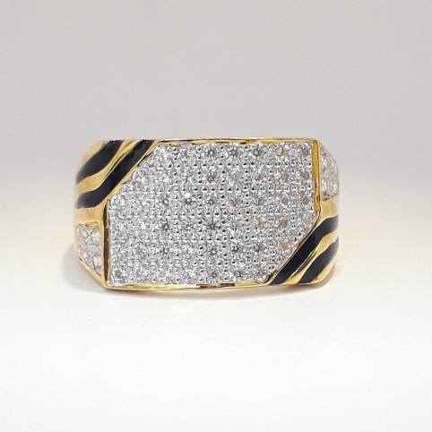 916 cz gold exclusive carving gents ring