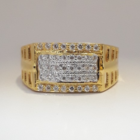 916 cz gold casual ring for men