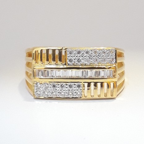 916 cz gold channel setting gents ring
