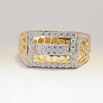 916 cz gold gents ring