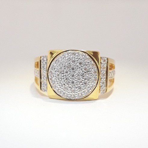 916 cz gold casual ring for men