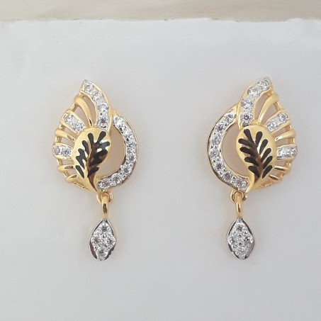 916 Gold unique carving earrings VO5662