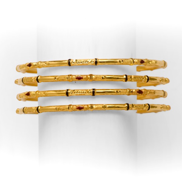 22KT/916 DESIGNER 4 PIPE GOLD  KADLI BANGLE