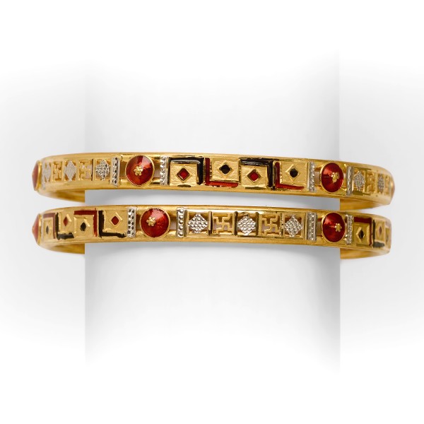 916 GOLD COLORFUL SWASTIK DESIGN KADLI