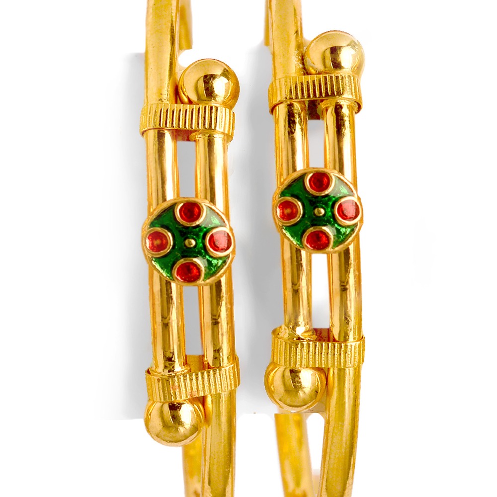 916 Gold Colorful Ball Pipe Kadali Bangle BO-017