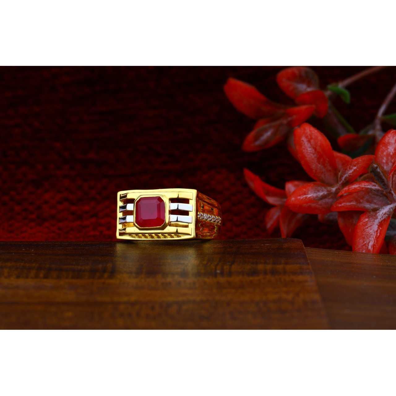 916 Red Stone Gents Ring