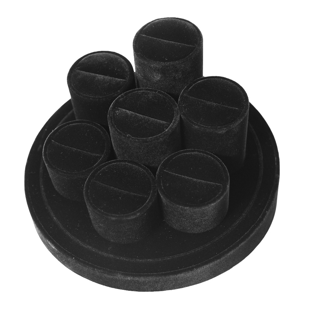 jewellery 7 ring stand black fur
