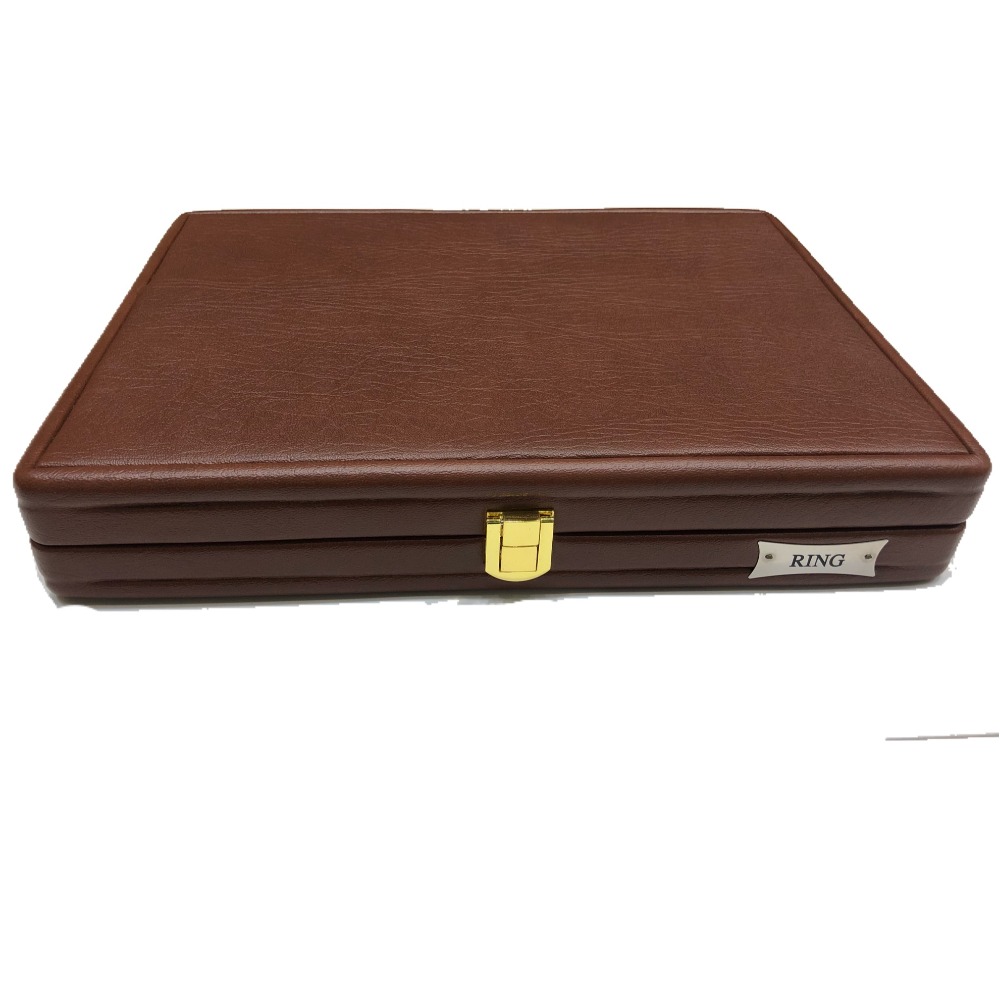 Jewellery brown leather stock box