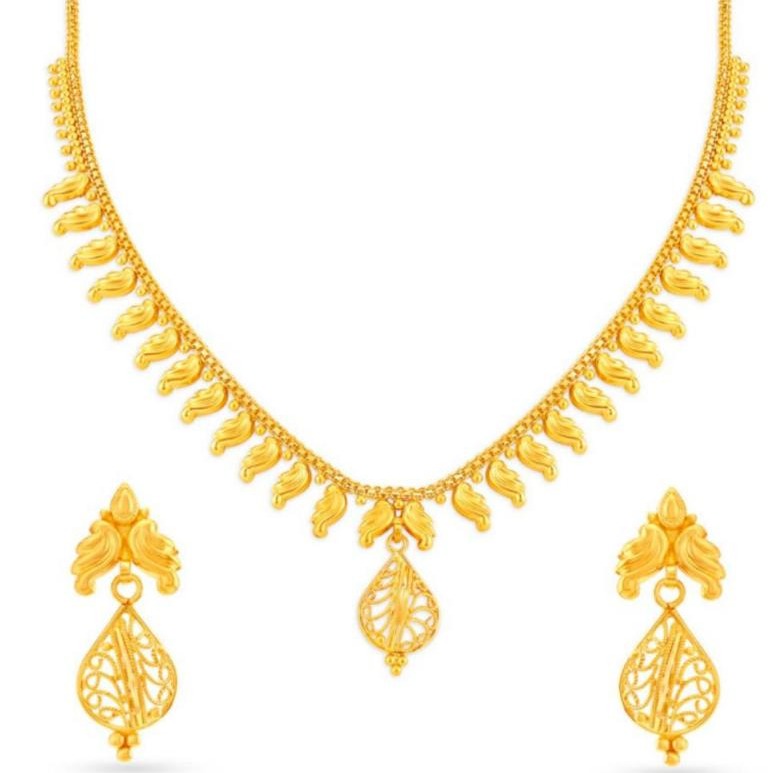916 gold necklace set with earring