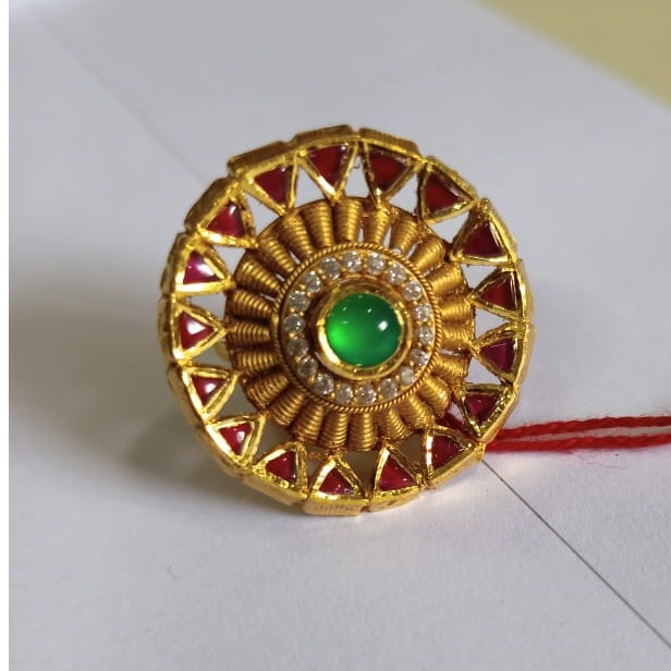 22 k 916 gold jadtar ring