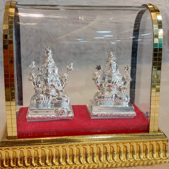 silver laxmiji + ganeshji Murti