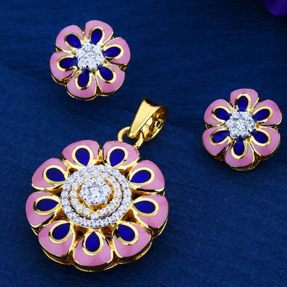 916 gold ladies minakari pendant set