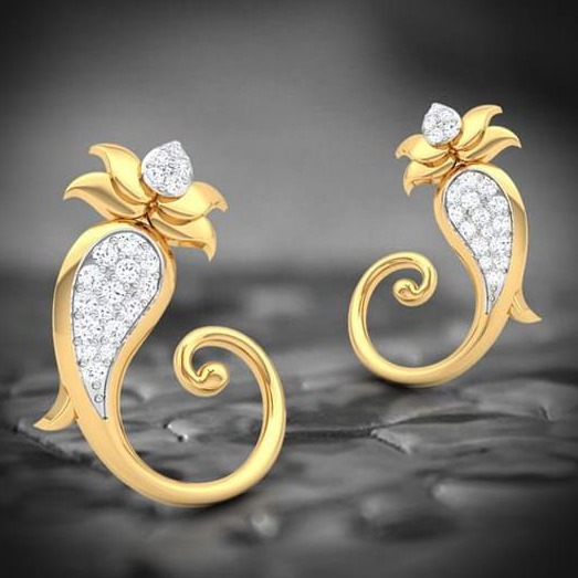 22 Kt 916 Gold Cz Diamond Earring