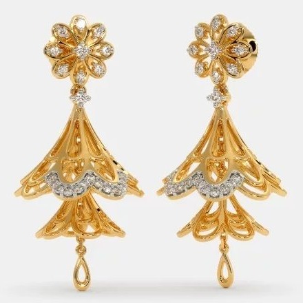 22 Kt 916 Gold Cz Diamond Earring