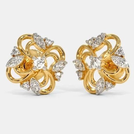 22 Kt 916 Gold Cz Diamond Earring