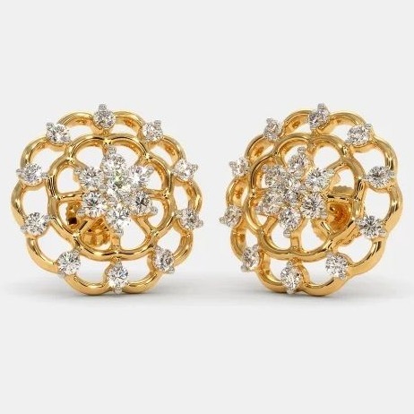 22 Kt 916 Gold Cz Diamond Earring