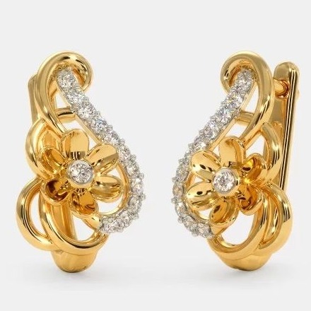 22 Kt 916 Gold Cz Diamond Earring