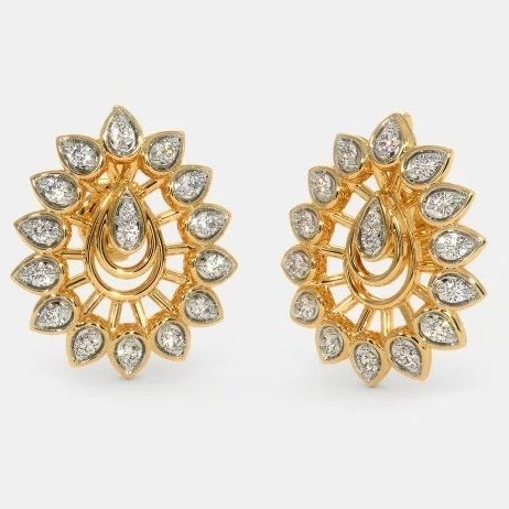 22 Kt 916 Gold Cz Diamond Earring