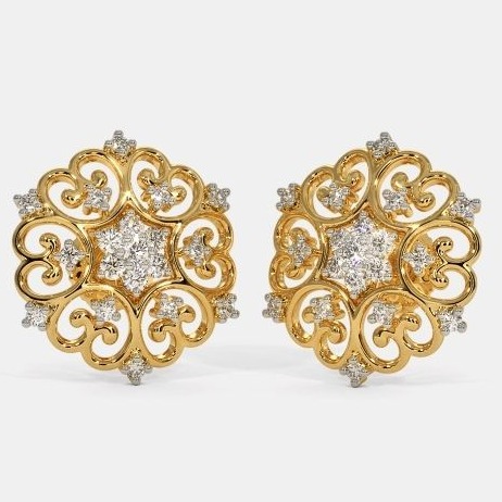 22 Kt 916 Gold Cz Diamond Earring