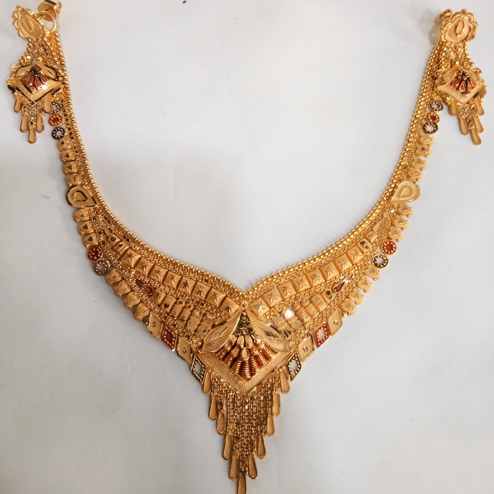 22 kt 916 gold necklace set with earring