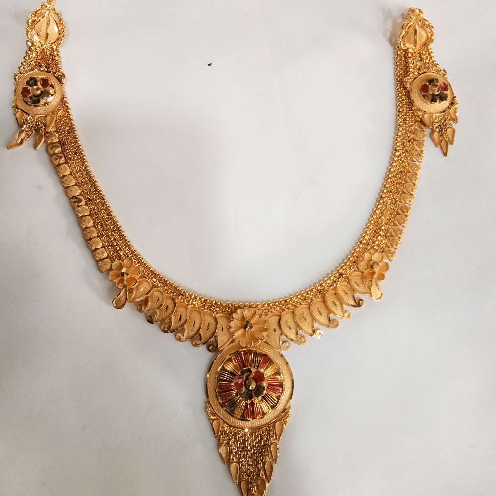 22 kt 916 gold necklace set kalkti