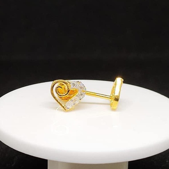 22Kt Gold CZ Stylish Heart Design Earring VJ-E010